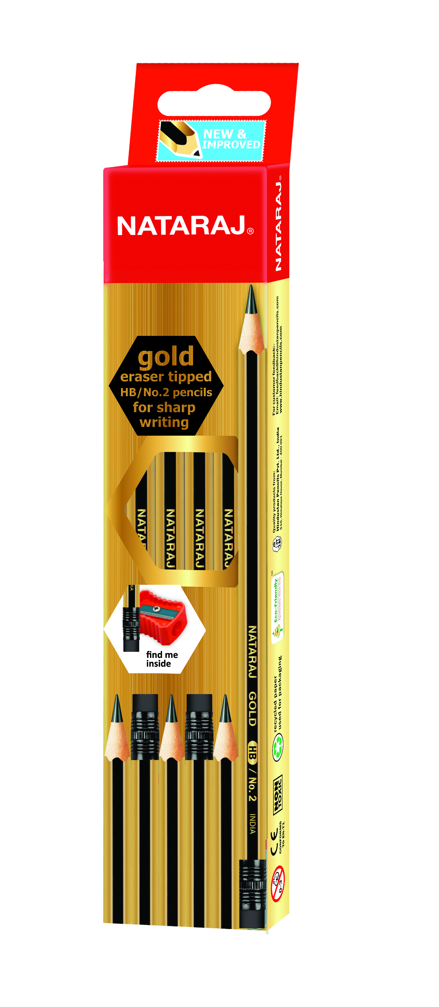 NATARAJ עפרון גולד עם מחק