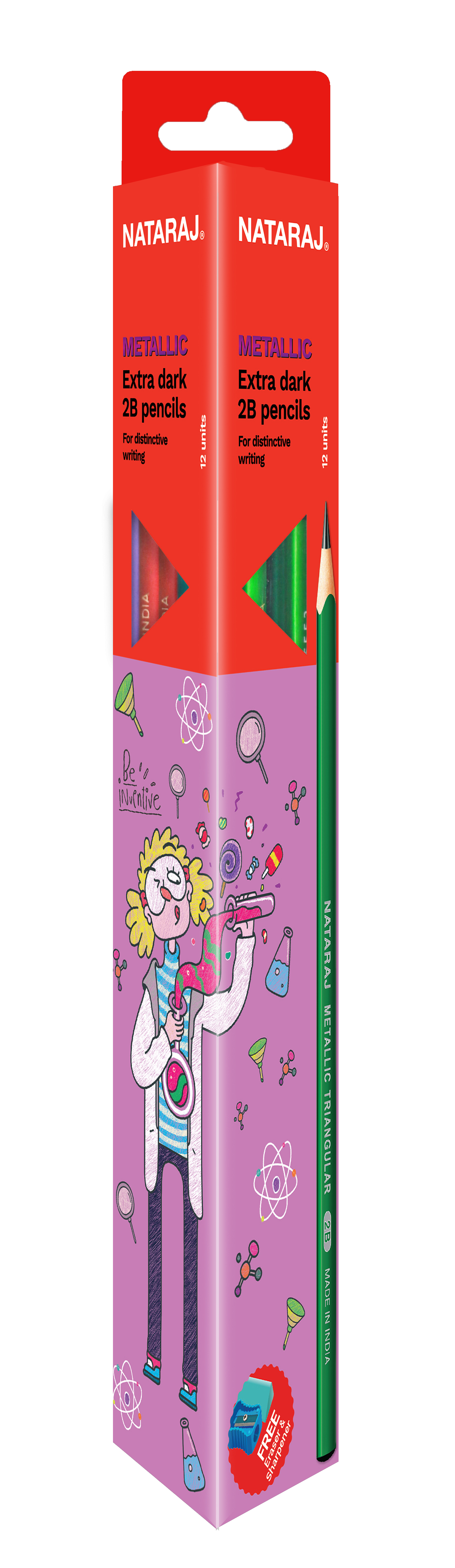 NATARAJ עפרון משולש מיטאלי עם מחק