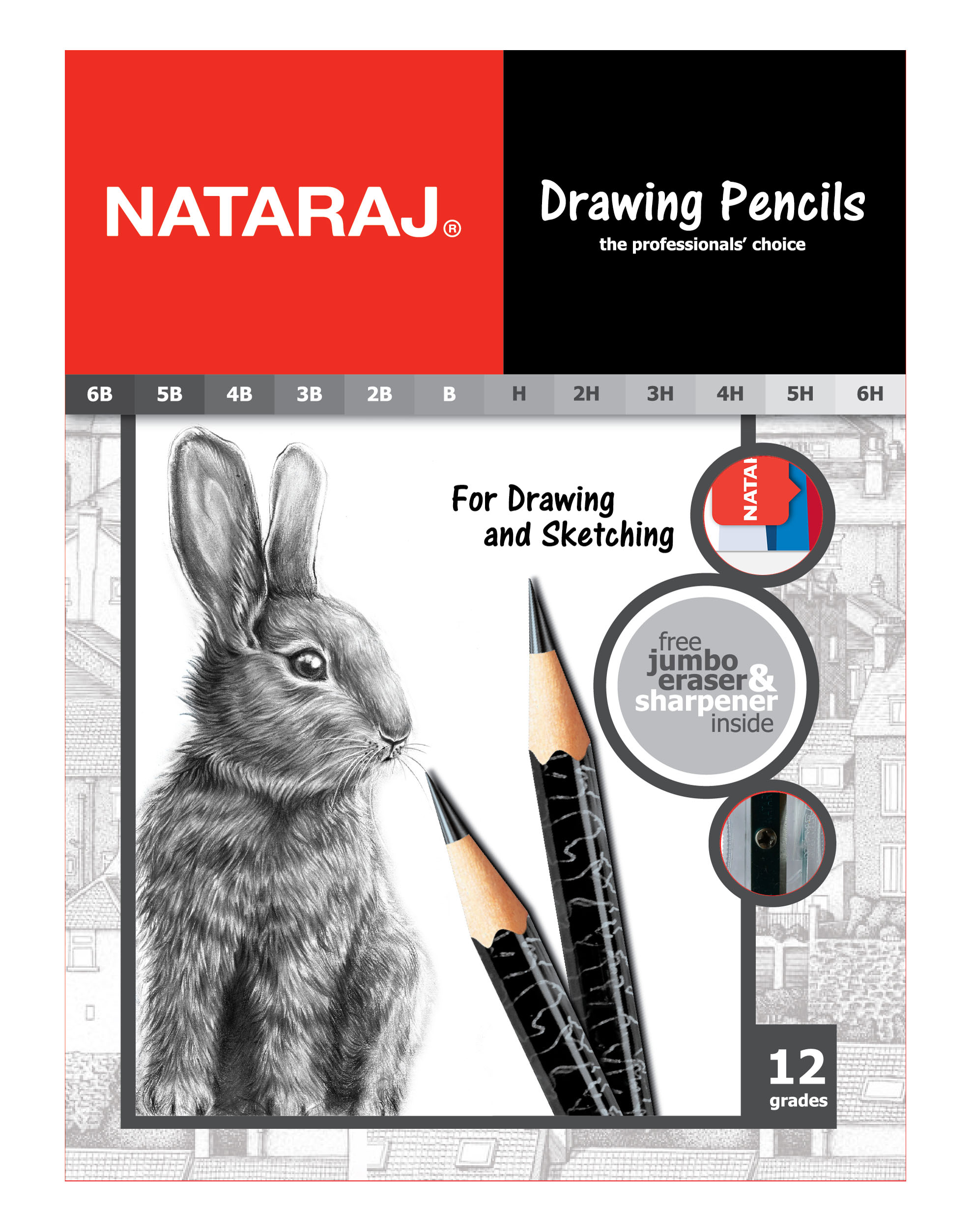 NATARAJ 12 עפרון שרטוט דרגות שונים