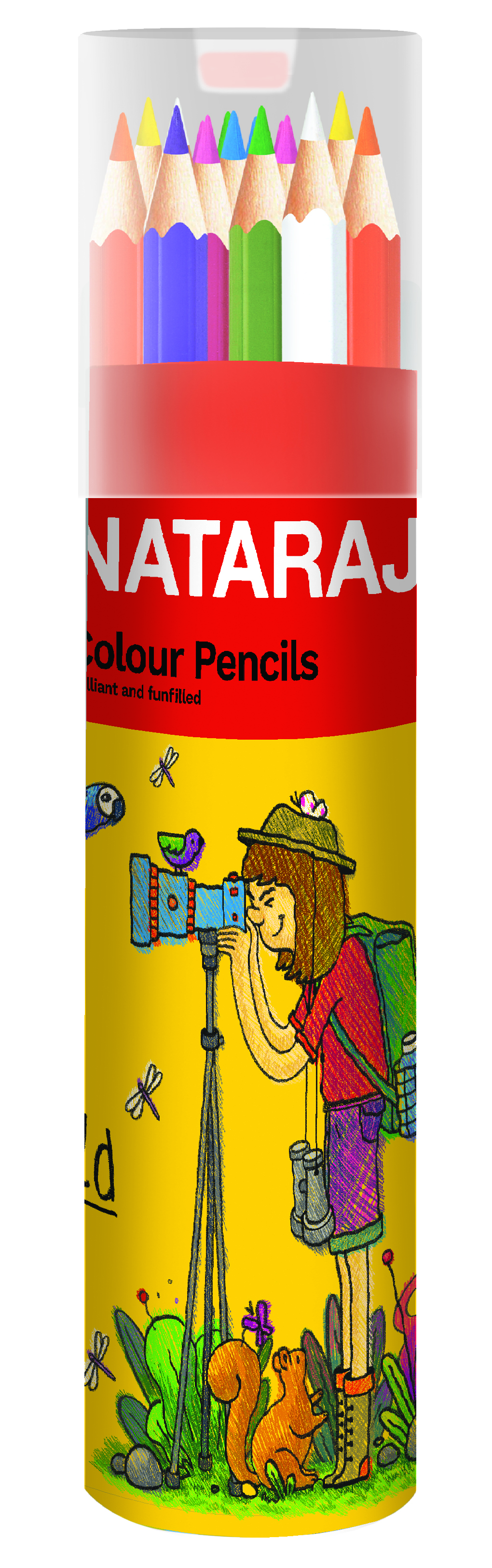 NATARAJ עפרונות צבעוניים 12 צבע  קופסה מתכת עגול