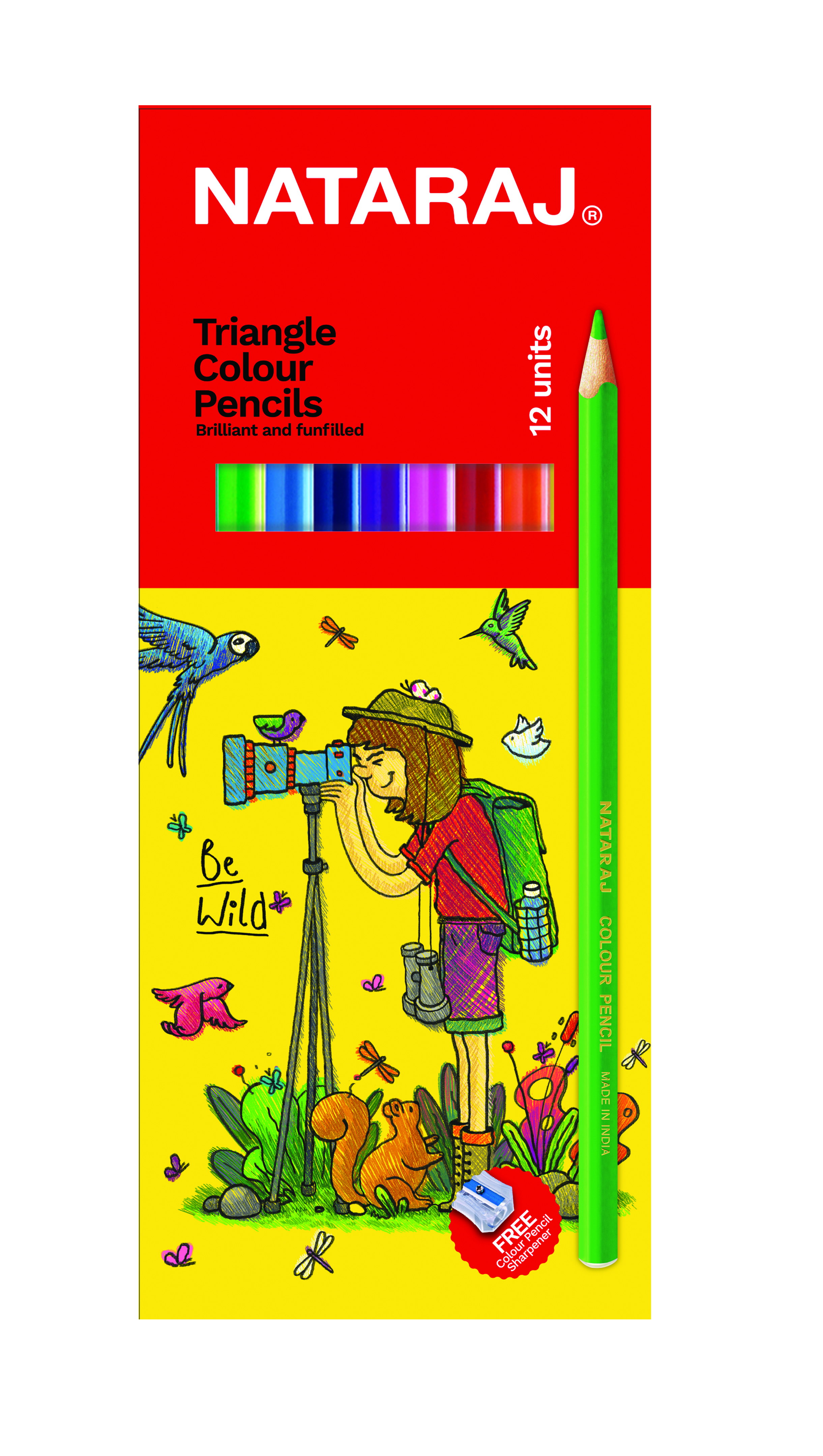 NATARAJ עפרונות צבעוניים 12 צבע משולש