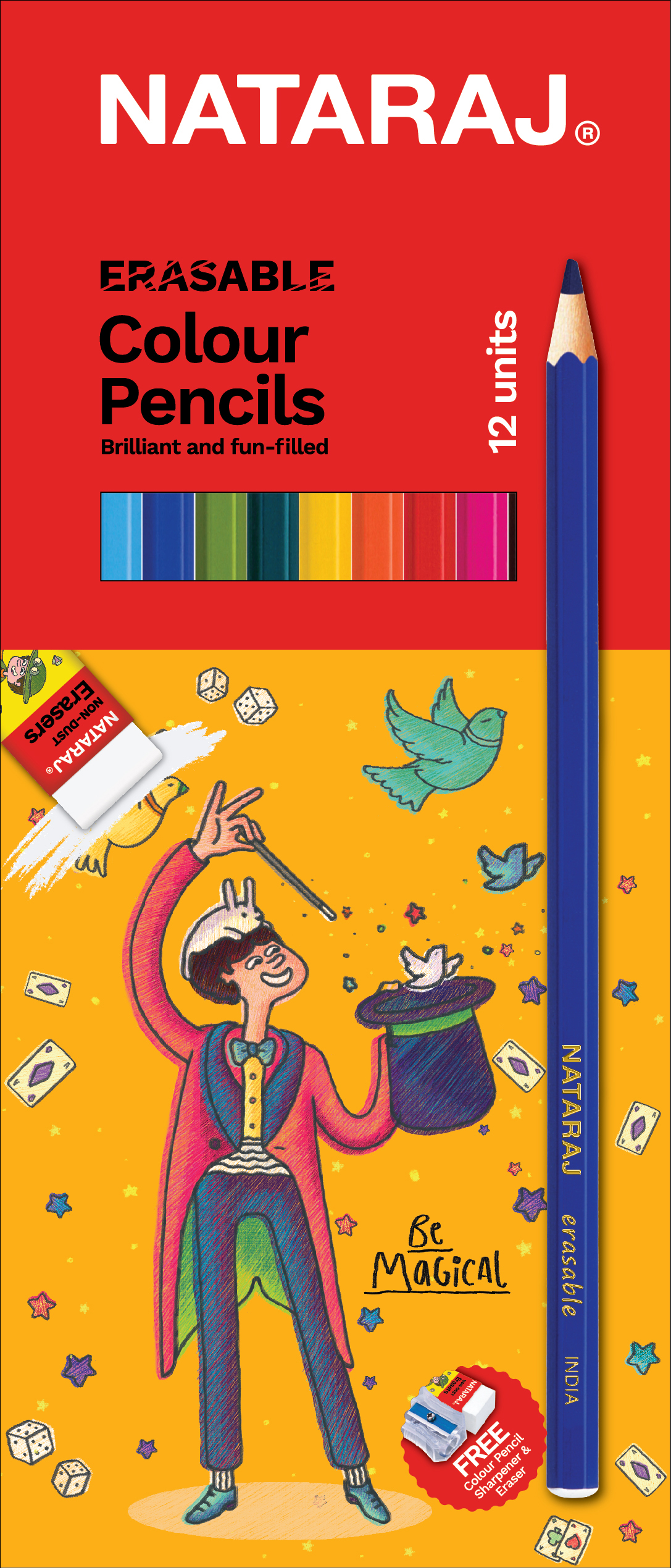 NATARAJ עפרונות צבעוניים מחיק