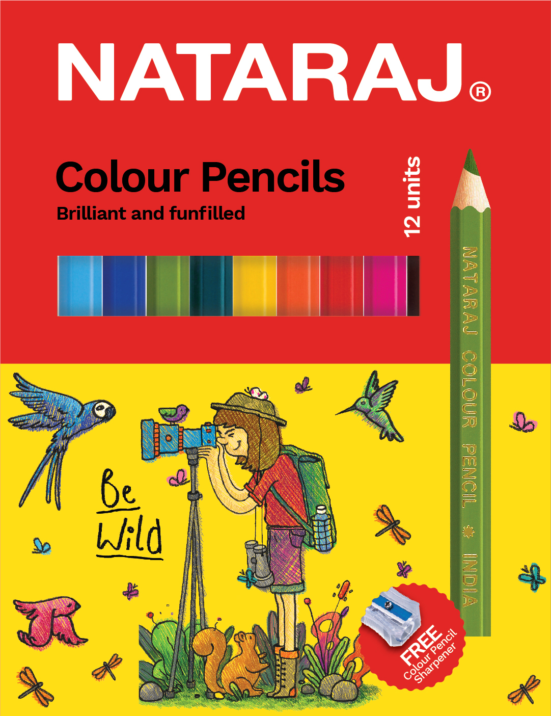 NATARAJ עפרונות צבעוניים 12 צבע  קטנים