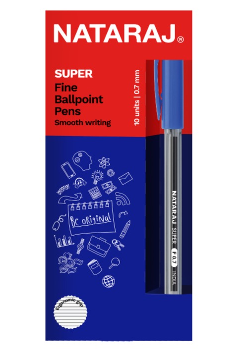 NATARAJ SURFER MEDIUM BALL POINT כחול אריזה*10
