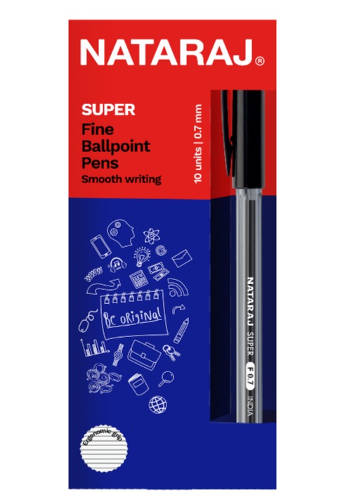 NATARAJ SURFER MEDIUM BALL POINT שחור אריזה*10