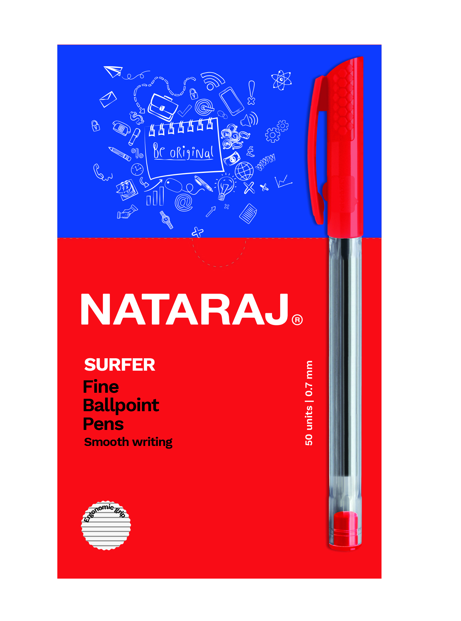 NATARAJ SURFER FINE BALL אדום אריזה*50