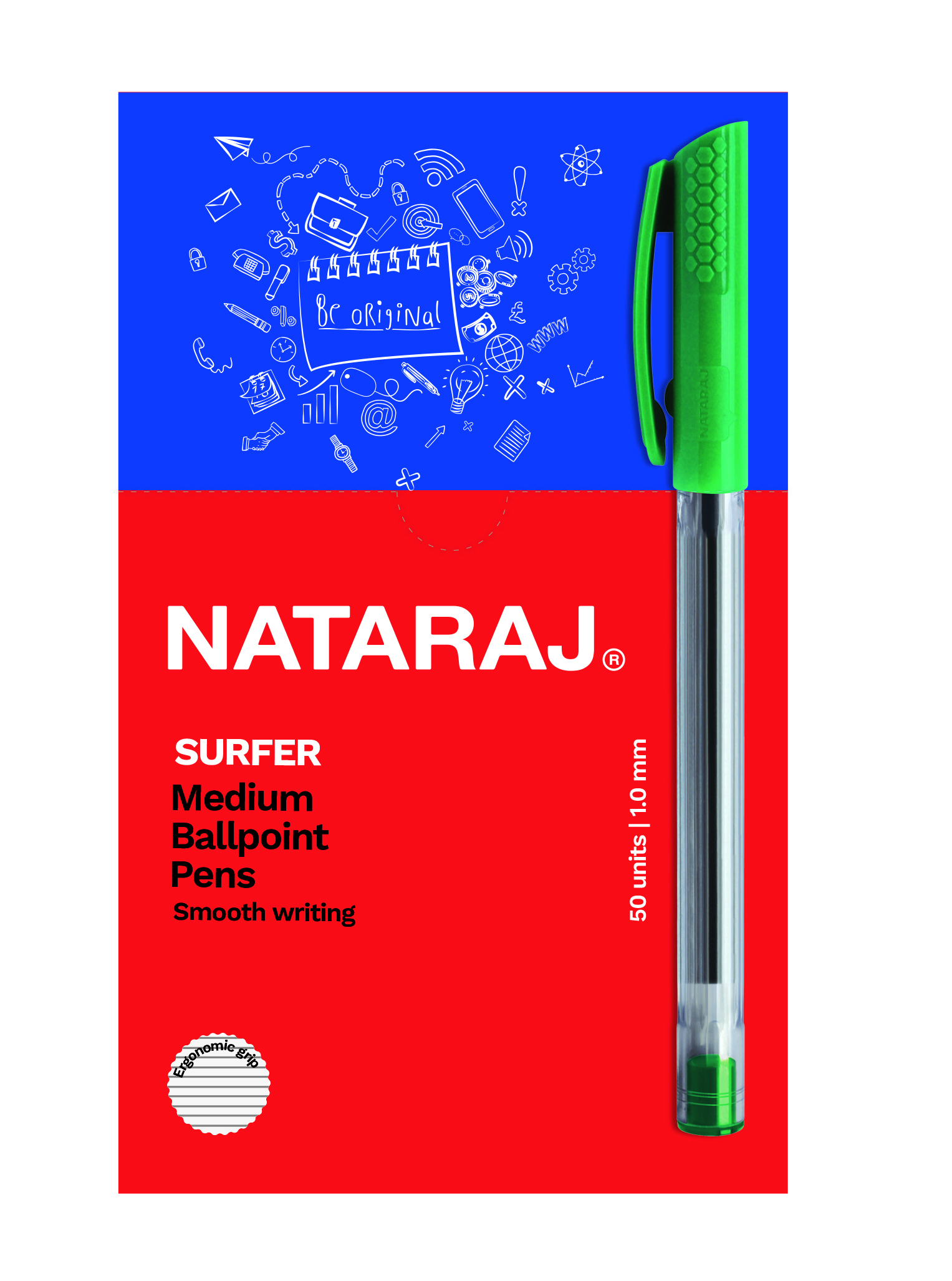 NATARAJ SURFER MEDIUM BALL POINT ירוק אריזה*50