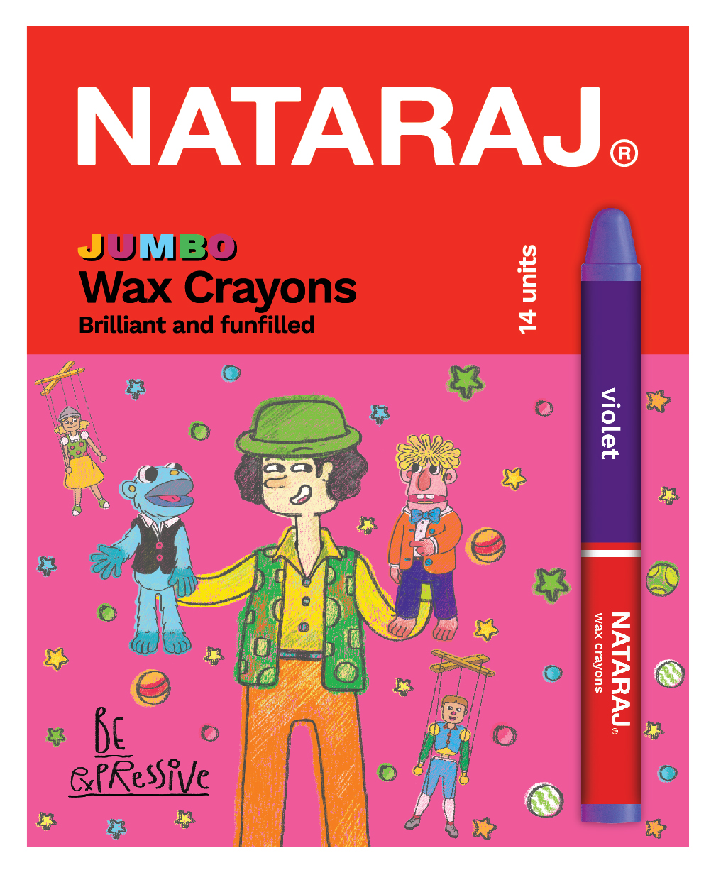 NATARAJ JUMBO WAX CRAYONS 14צבע