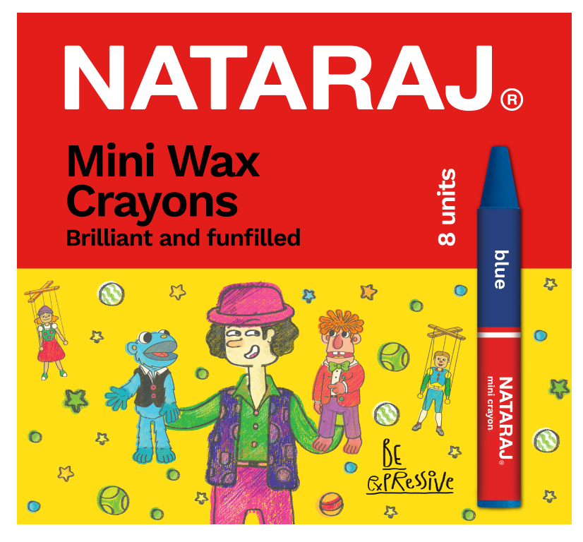 NATARAJ WAX CRAYONS 8 צבעים