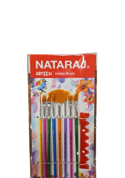 NATARAJ סט 8 מברשות עם מעמד