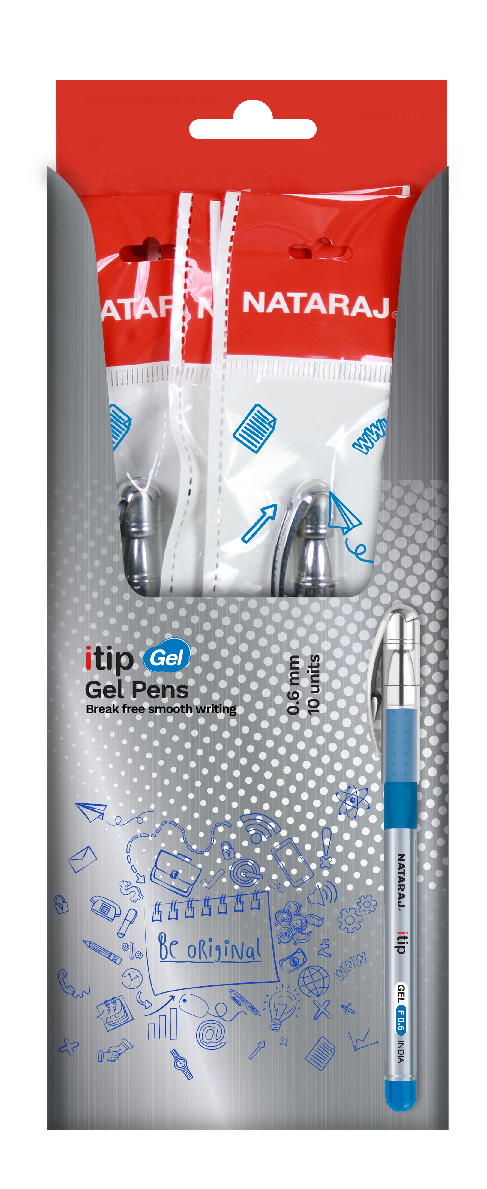 NATARAJ ITIP GEL 0.6 BLUE X10
