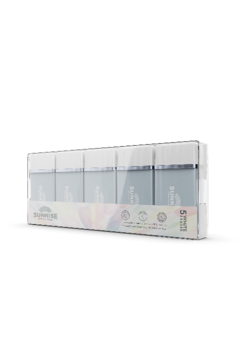 סנרייז מחק גדול מארז 5 יח' לבן