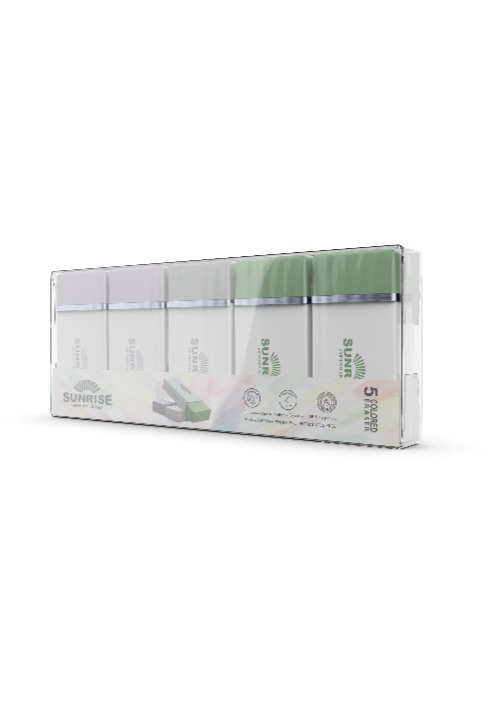 סנרייז מחק גדול מארז 5 יח' צבעוני