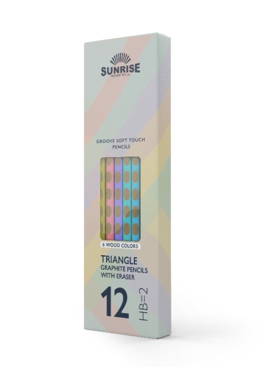 סנרייז עפרון  HB2 PASTEL מגע רך מחורר מארז 12 עפרון