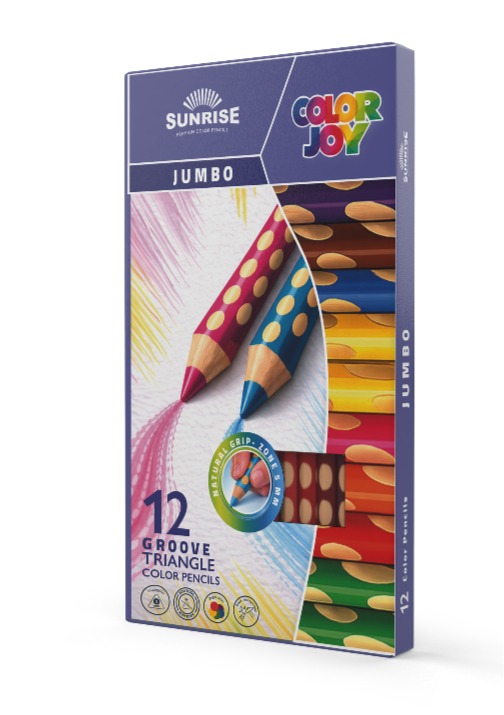 סנרייז עפרונות צבעוניים גמבו מגע רך מחורר 12 צבע
