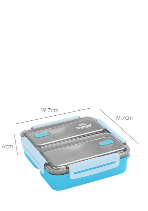סנרייז קופסת אוכל פלסטיק מרובעת כחול