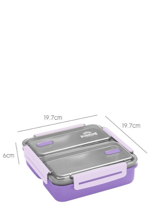 סנרייז קופסת אוכל פלסטיק מרובעת סגול