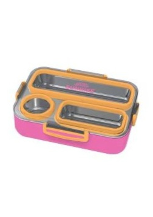 ופסה אוכל מלבנית שני צבעים עם סיליקון ומגש פלסטיק סגול כתום