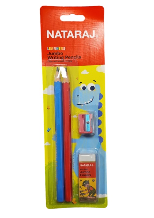 NATARAJ מארז 2 עפרונות ג'מבו עם מחק ומחדד