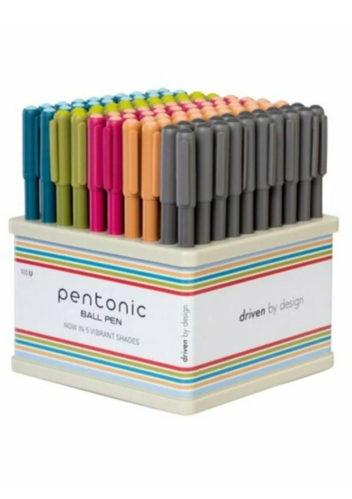 PENTONIC CO כדורי צבעוני עם מכסה צבע כתיבה כחול מעמד 100 עט