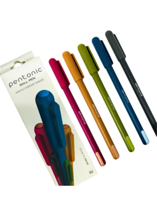 PENTONIC COLO כדורי צבעוני עם מכסה צבע כתיבה כחול מארז 5 יח
