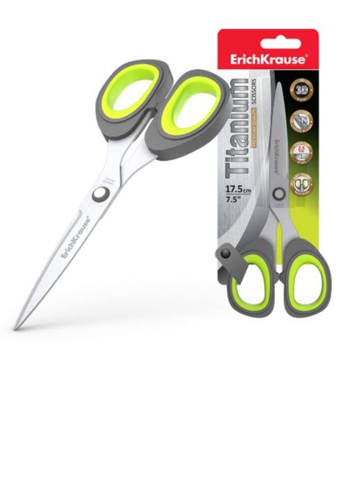 מספריים טיטניום 17.5 ס"מ אפור צהוב בבליסטר