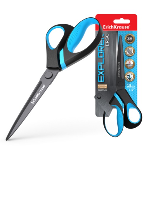 מספריים EXPLORER כחול שחור 19 ס"מ בבליסטר