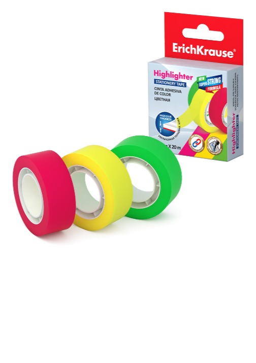 סרט הדבקה מדגיש צבעוני שקוף 18ממ