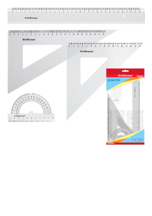 סט הנדסה 4 חלקים שקוף