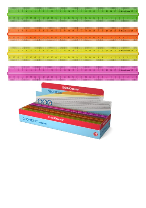 סרגל 30 ס"מ עם תופסן באמצע NEON במעמד