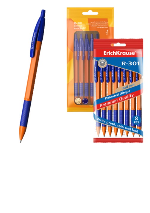 R301 מארז 8 עטים גוף כתום 1.0 עם לחצן