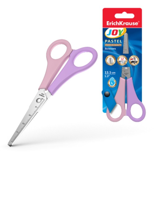 מספריים 13.5 ס"מ JOY פסטל יד שמאל בבליסטר