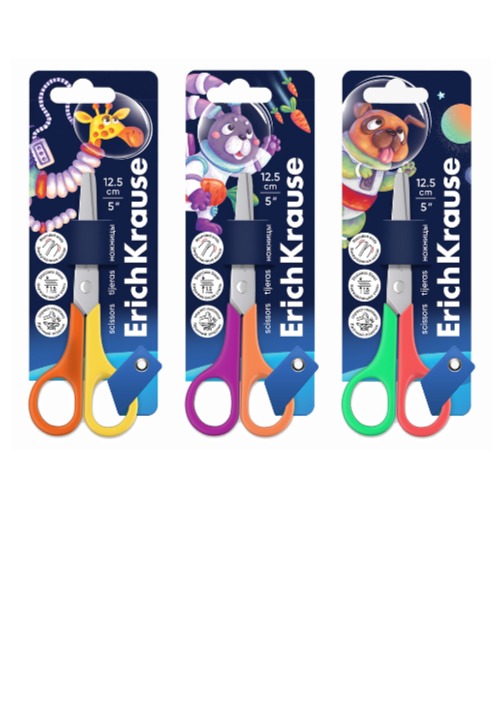 מספריים 12.5 ס"מ ANIMALS יד שמאל בבליסטר