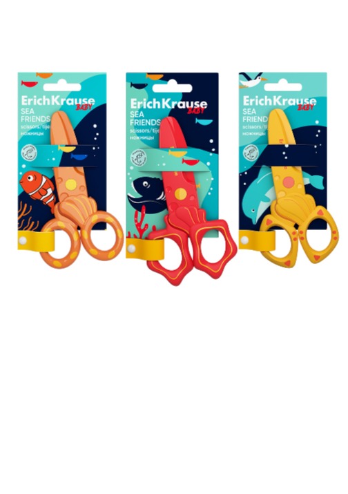 מספריים פלסטיק 12 ס"מ SEA FRIENDS בבליסטר