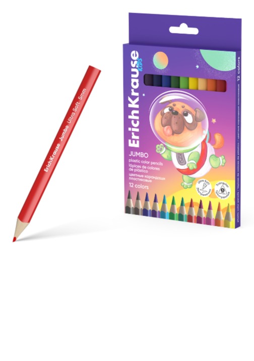 עפרונות צבעוניים פלסטיק משולש גמבו ULTRA SOFT 12 צבע