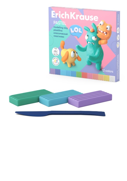 פלסטלינה צבעי פסטל 12 צבעים 216 גר'