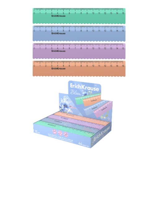 סרגל 15 ס"מ במעמד PASTEL BLOOM