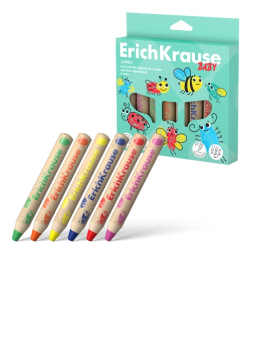 עפרונות צבעוניים עגול גמבו לתינוקות עבה במיוחד 6 צבעים