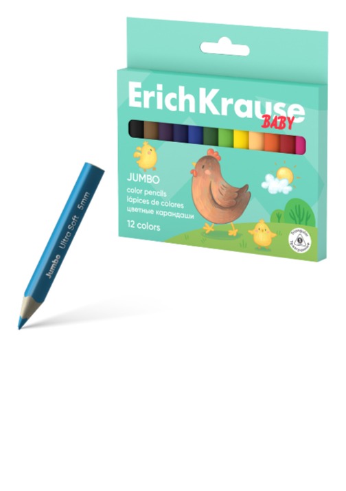 עפרונות צבעוניים קצר משולש גמבו לתינוקות 12 צבע