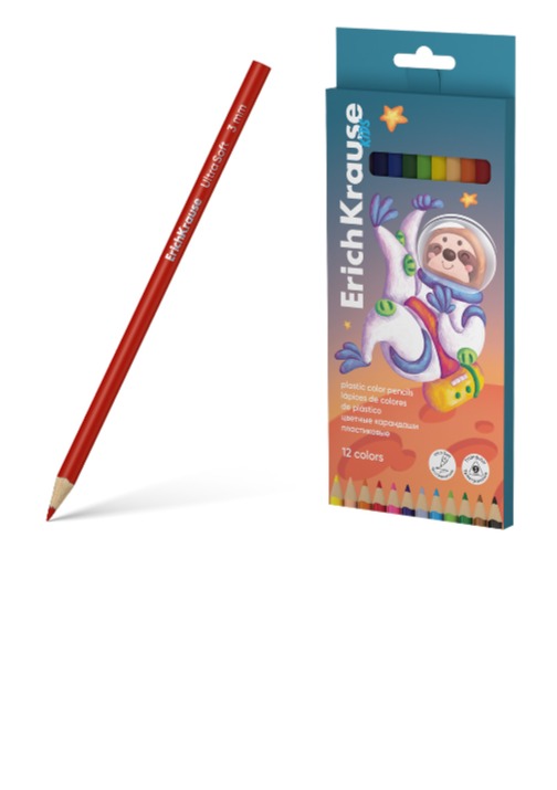 עפרונות צבעוניים פלסטיק 12 צבע משולש