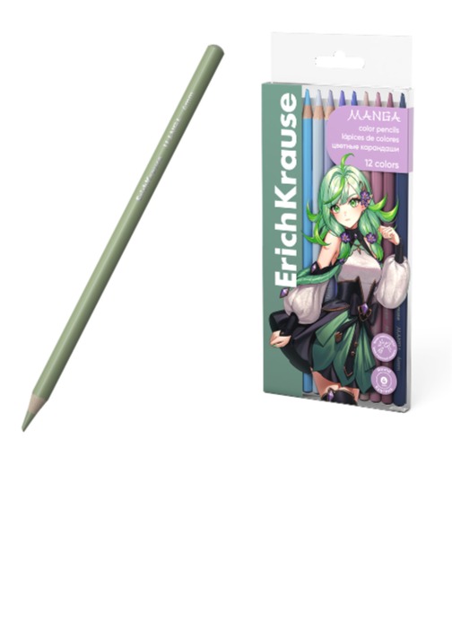 עפרונות צבעוניים  12 צבע עגול MANGA