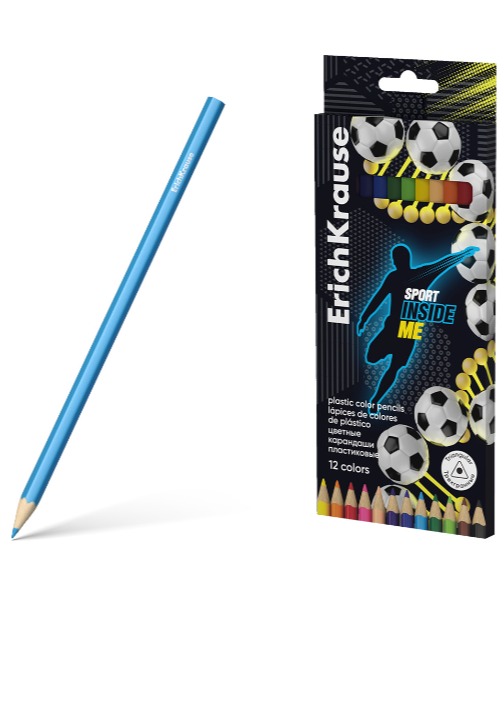 עפרונות צבעוניים פלסטיק 12 צבע SPORT DNA