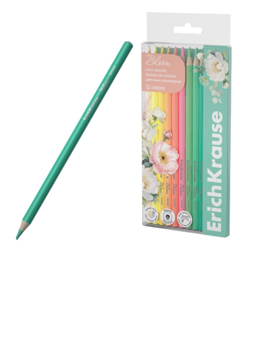 עפרונות צבעוניים עגול  12 צבע PASTEL BLOOM