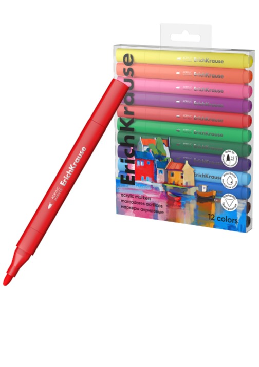 טוש אקליריק 12 צבע ראש עבה