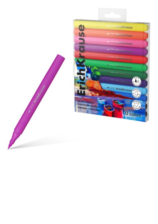 טוש אקליריק 12 צבע ראש דק