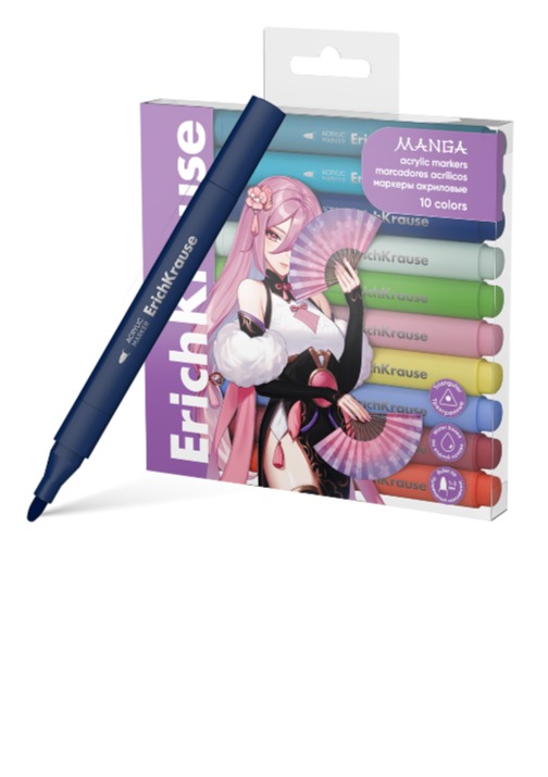 טוש אקליריק 10 צבעים MANGA עבה