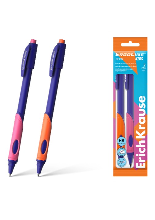 סט שני עפרונות מיכניים ERGOLINE NEON 2.0