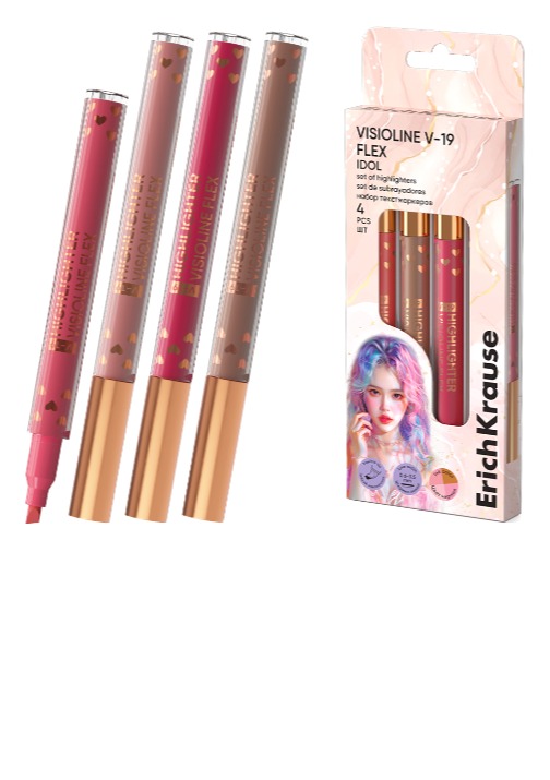 סט 4 מדגישים V-19 FLEX IDOL  ראש גמיש