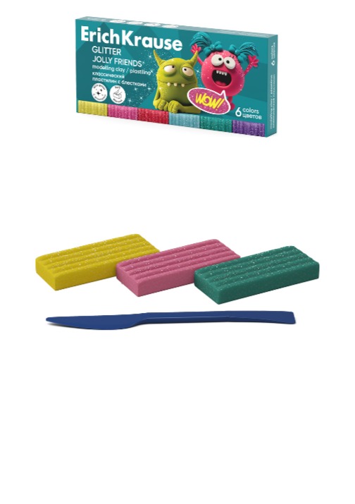 פלסטלינה עם נצנצים 6 צבעים 108 גר'